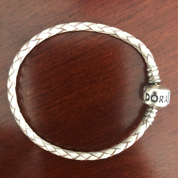 Pandora Jewelry Authentic Pandora Bracelet White Braided Leather 